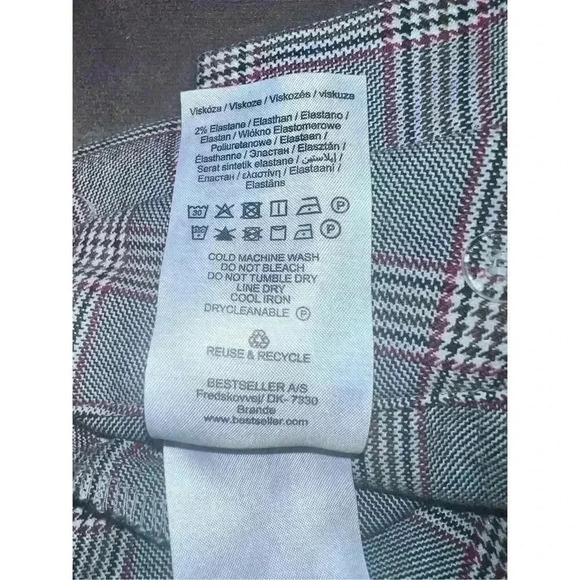 Vero moda plaid pants with belt size s/32 Straight Preppy Light Office Siren - Picture 6 of 7